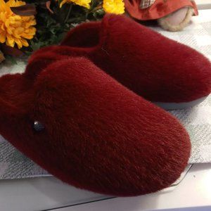 alegria maroon fur slippers